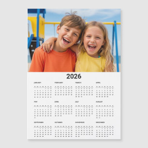2026 Calendar Family Photo Modern Fridge Magnet