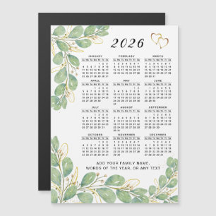 2026 Calendar Floral Eucalyptus Custom Magnet