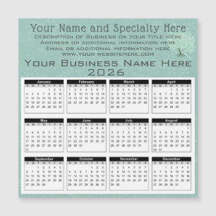 2026 Calendar Heart Leaf Tree Floral Mint Green