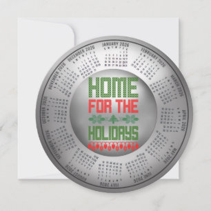 2026 Calendar Home For The Holidays Round Card