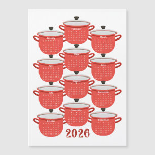 2026 Calendar Kitchen Red Cookware