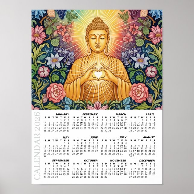 2026 Calendar, Large, Buddha / Heart of Light Poster (Front)