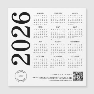 2026 Calendar Logo QR Code Black & White Business