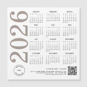2026 Calendar Logo QR Code Neutral Taupe Business