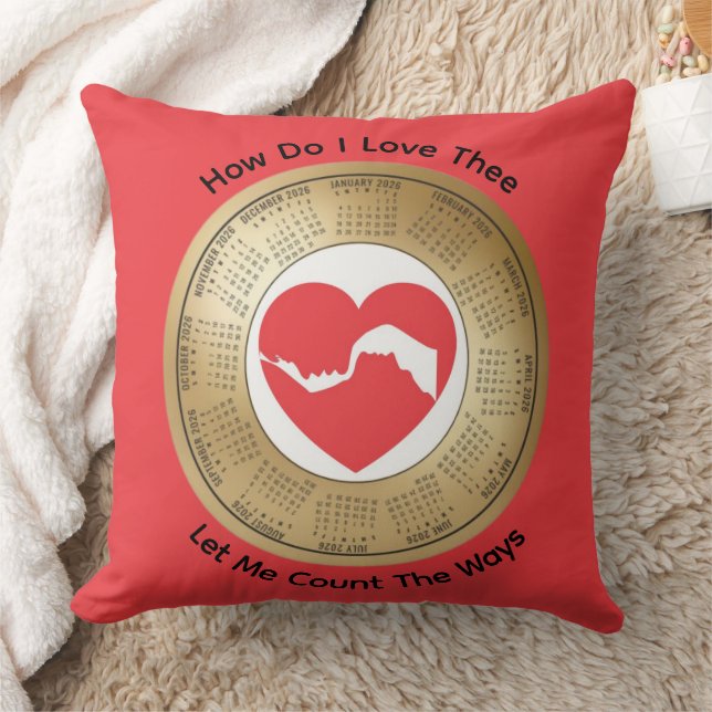 2026 Calendar Lovers' How Do I Love Thee Cushion (Blanket)