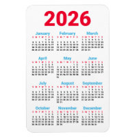 2026 Calendar Magnet | Theme: Chicago flag colours