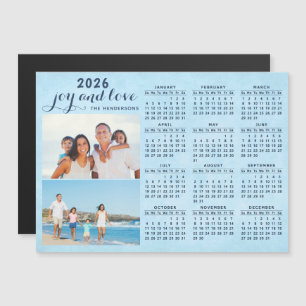 2026 Calendar Magnet Two Photos Collage Blue
