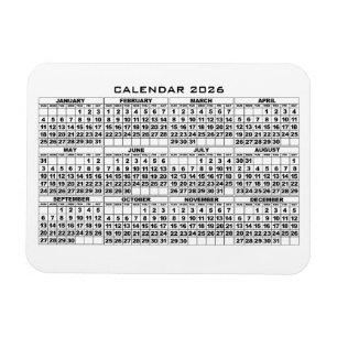 2026 Calendar Magnet White