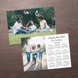 2026 Calendar Modern 2 Photo Happy New Year Holiday Card