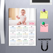 2026 Calendar Modern Custom Photo Magnet