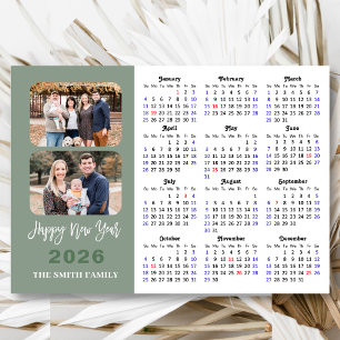 2026 Calendar Modern Sage Green 2 Photo Magnetic
