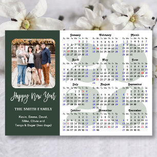 2026 Calendar Modern Sage Green Minimalist Photo Holiday Card