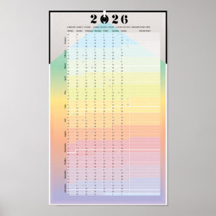 2026 Calendar - Moon Planner Poster