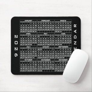 2026 Calendar Mousepad Black