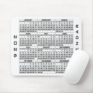 2026 Calendar Mousepad White