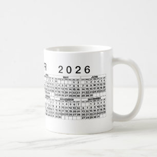 2026 Calendar Mug Black White