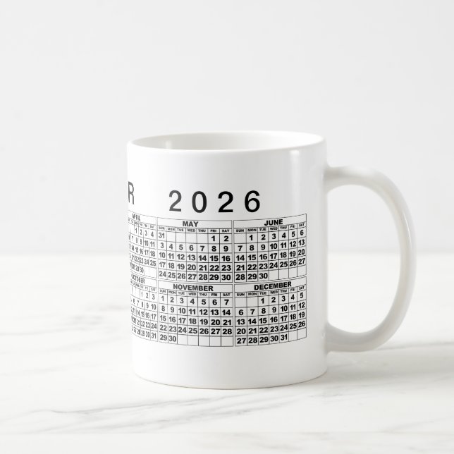 2026 Calendar Mug Black White (Right)