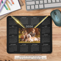 2026 Calendar One Photo Name Black Gold