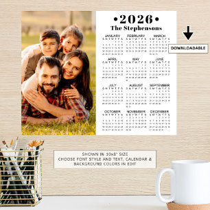 2026 Calendar One Photo Personalised Poster