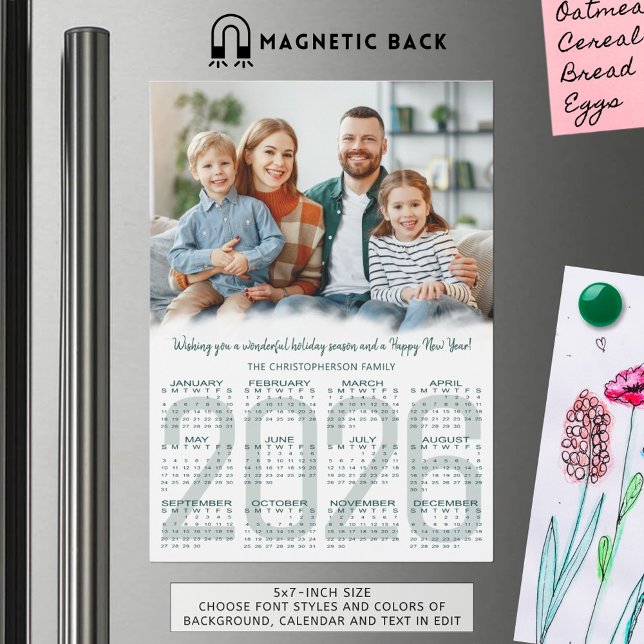 2026 Calendar Photo Custom Colour Christmas Card (Creator Uploaded)