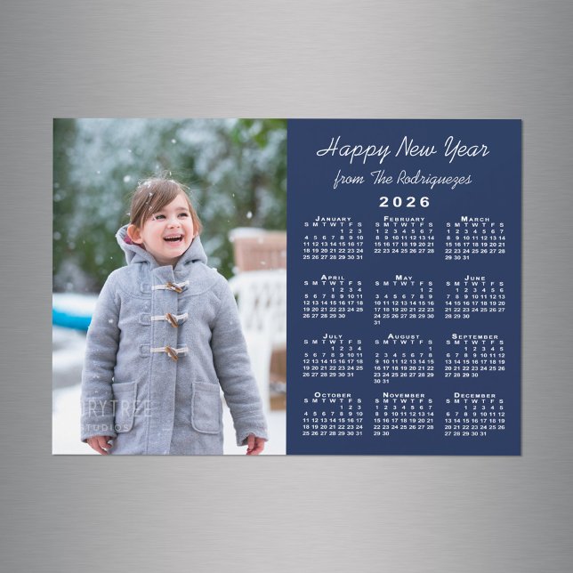 2026 Calendar Photo Happy New Year Navy Magnet (2026 Calendar Photo Happy New Year Navy Magnet in situ)