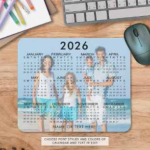 2026 Calendar Photo Overlay Custom Mouse Mat