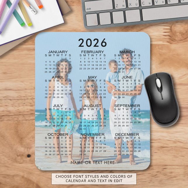 2026 Calendar Photo Text Custom Mouse Mat (Creator Uploaded)