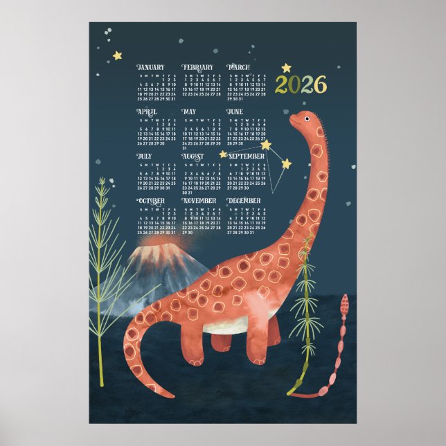 2026 Calendar Poster Brachiosaurus (Front)