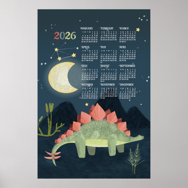 2026 Calendar Poster Stegosaur  (Front)