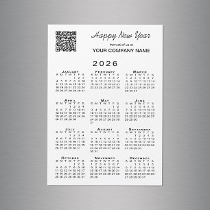 2026 Calendar QR Code Business Holiday Magnet Card