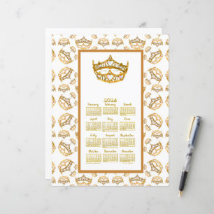 2026 Calendar Queen Hearts Gold Crown Fabric Font