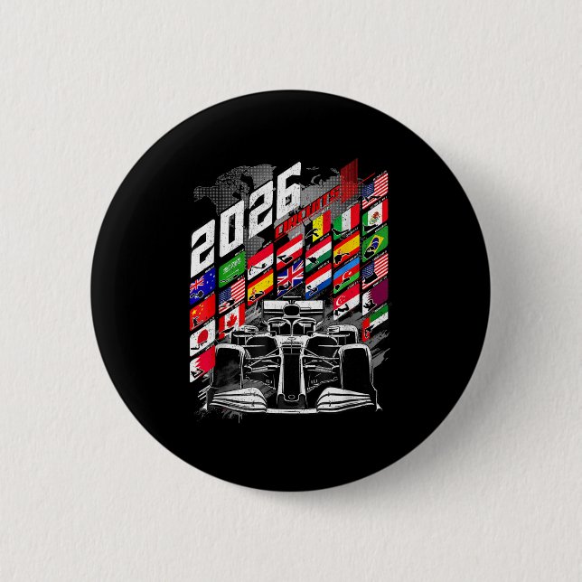 2026 Calendar Racing Circuit Schedule Places  6 Cm Round Badge (Front)