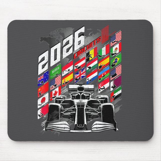 2026 Calendar Racing Circuit Schedule Places  Mouse Mat (Front)