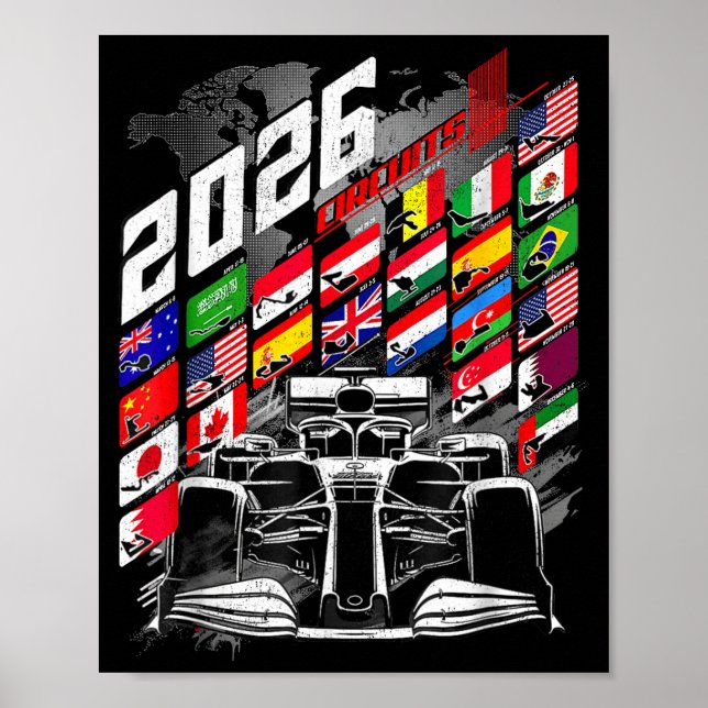 2026 Calendar Racing Circuit Schedule Places  Poster (Front)