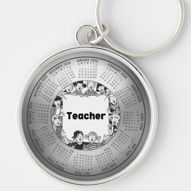2026 Calendar Round Keychain Teacher (Front)