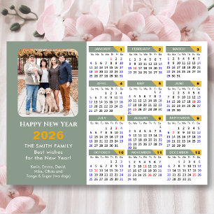 2026 Calendar Sage Green Minimalist Photo Magnetic