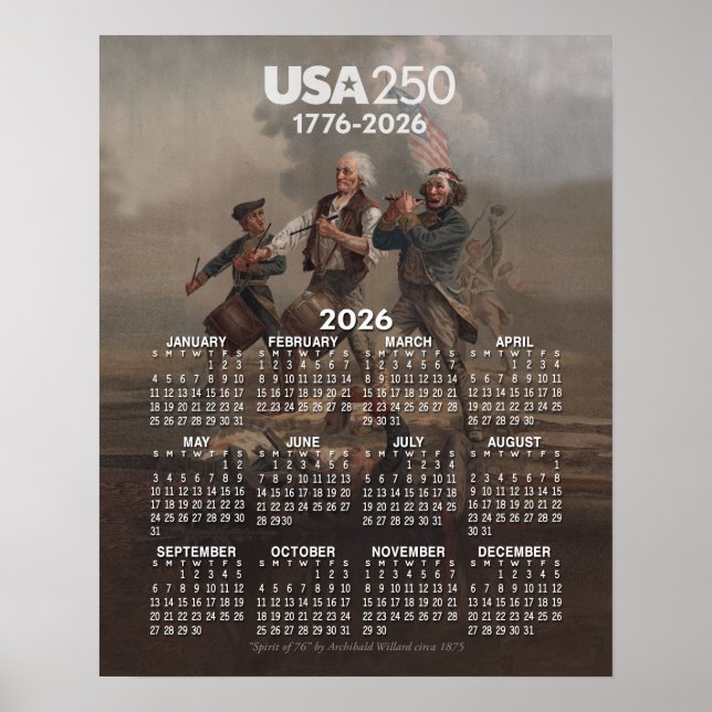 2026 Calendar - Spirit of 76 - America's 250th Poster (Front)