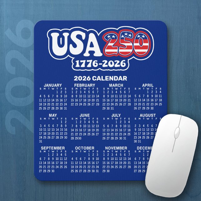 2026 Calendar - Spirit of 76 - America's USA 250 Mouse Mat (2026 Calendar on a Mousepad)