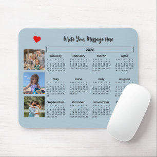 2026 Calendar Stylish Photo Collage  Mouse Mat