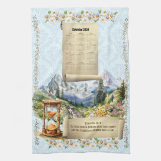 2026 Calendar Towel Alps Mountains Proverbs
