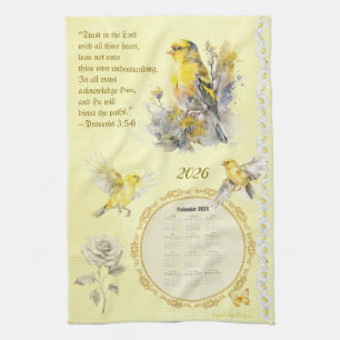 2026 Calendar Towel Goldfinch Trust in the Lord