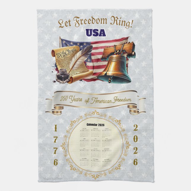 2026 Calendar Towel Let Freedom Ring 250 Years (Vertical)