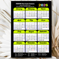 2026 Calendar US Holidays Green Corporate Magnetic