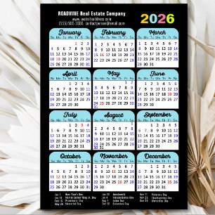 2026 Calendar US Holidays Simple Business Magnetic