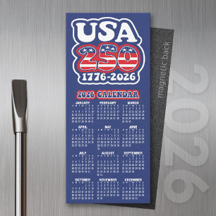 2026 Calendar USA 250 America's Birthday 1776-2026