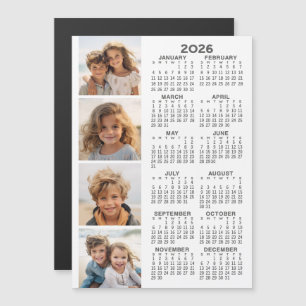 2026 Calendar with 4 Photo Collage Magnetic Card