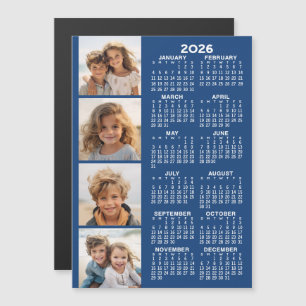 2026 Calendar with 4 Photo Collage Magnetic Card