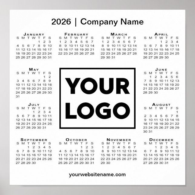 2026 Calendar with Company Logo and Name Poster (Front)