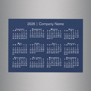 2026 Calendar with Company Name Navy Blue Magnet