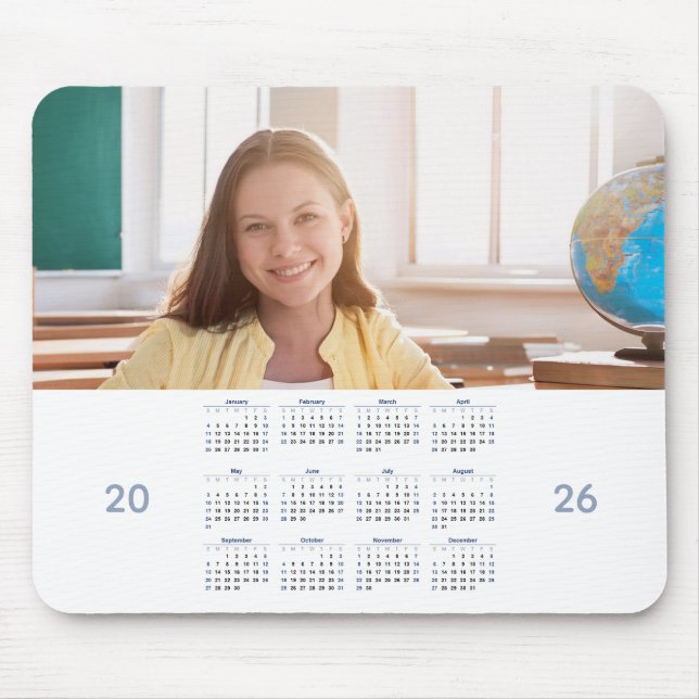 2026 Calendar with Custom Photo  Mouse Mat (Front)